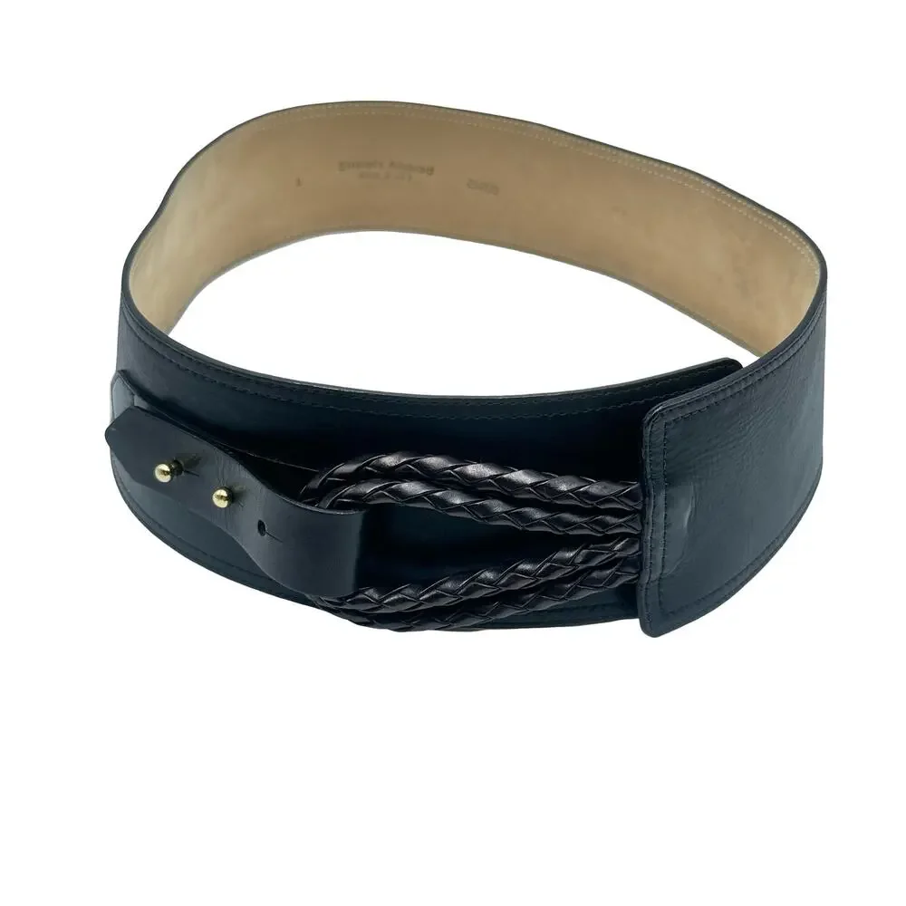 Streets Ahead for Neiman Marcus Black Leather and Suede Belt L - LARGE